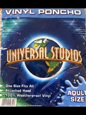 Universal Studios Theme Park Vinyl Poncho Rain Adult